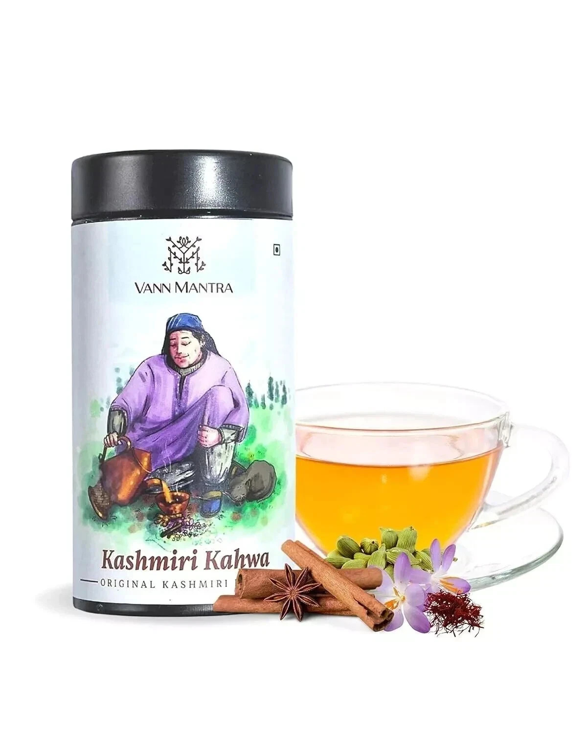 VANN MANTRA Herbal Green Tea Kashmiri Kahwa Masala Chai 25 Tea Bags
