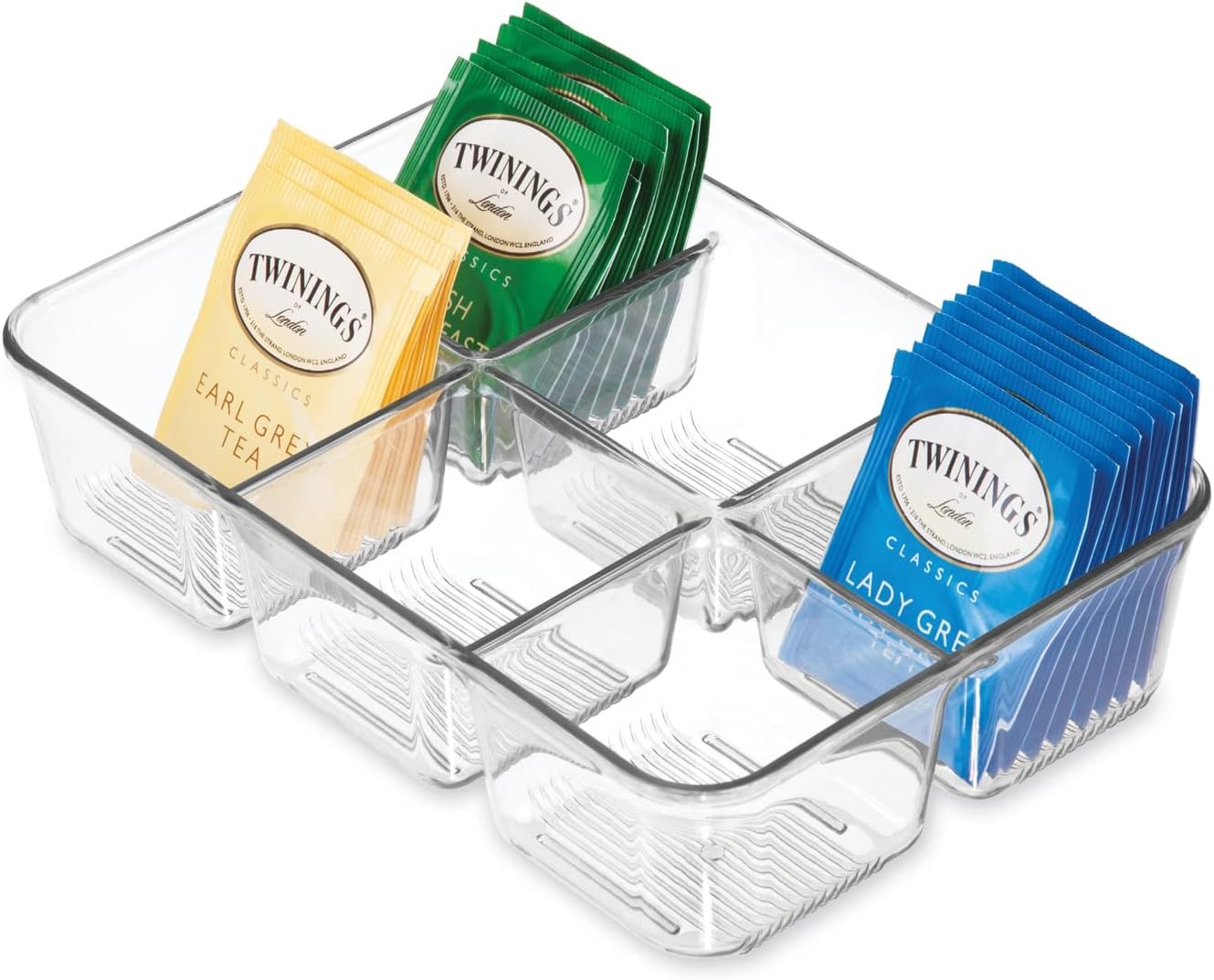 Clear Tea Bag & Sugar Packet Organizer for Drawer, Cabinet or Kitchen Countertop