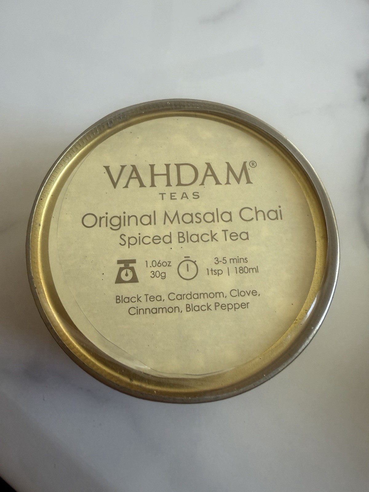 Vahdam Teas Loose Leaf Tea Assortment Gift Set 6 Tins 30g Vanilla Chai