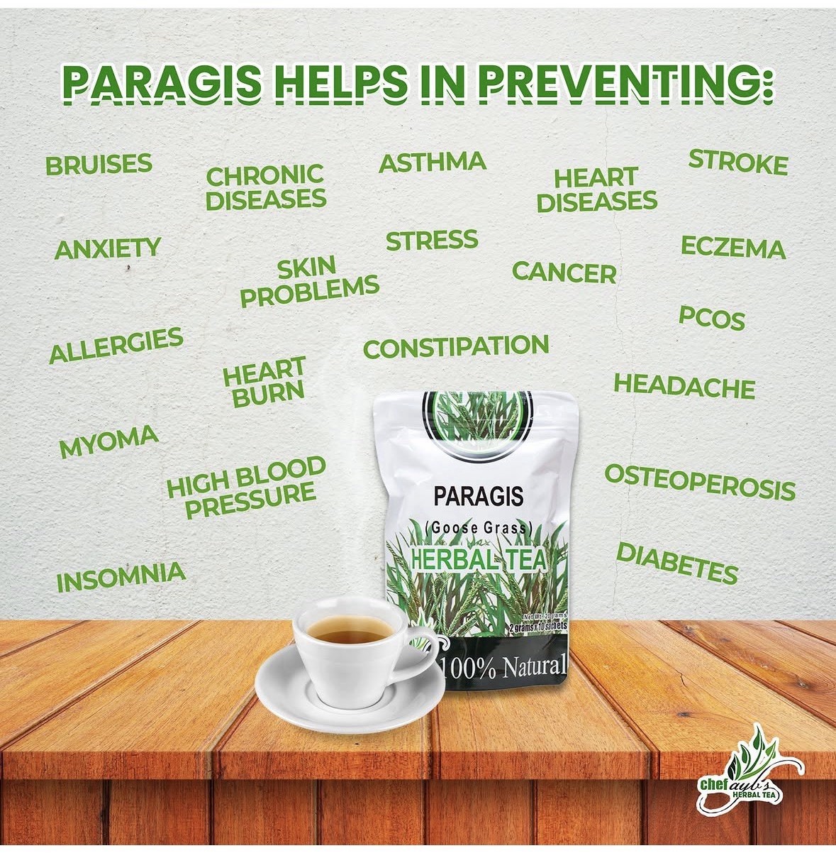 Chef Ayb’s Paragis Herbal Tea 100% Natural Caffeine-Free 2g x 10 Sachets