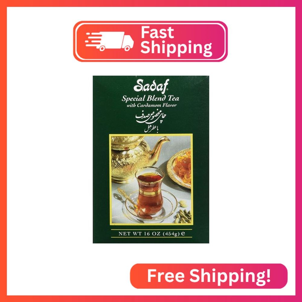 Sadaf Cardamom Tea Loose Leaf Box 16 oz – Special Blend Cardamom Ceylon Black Te