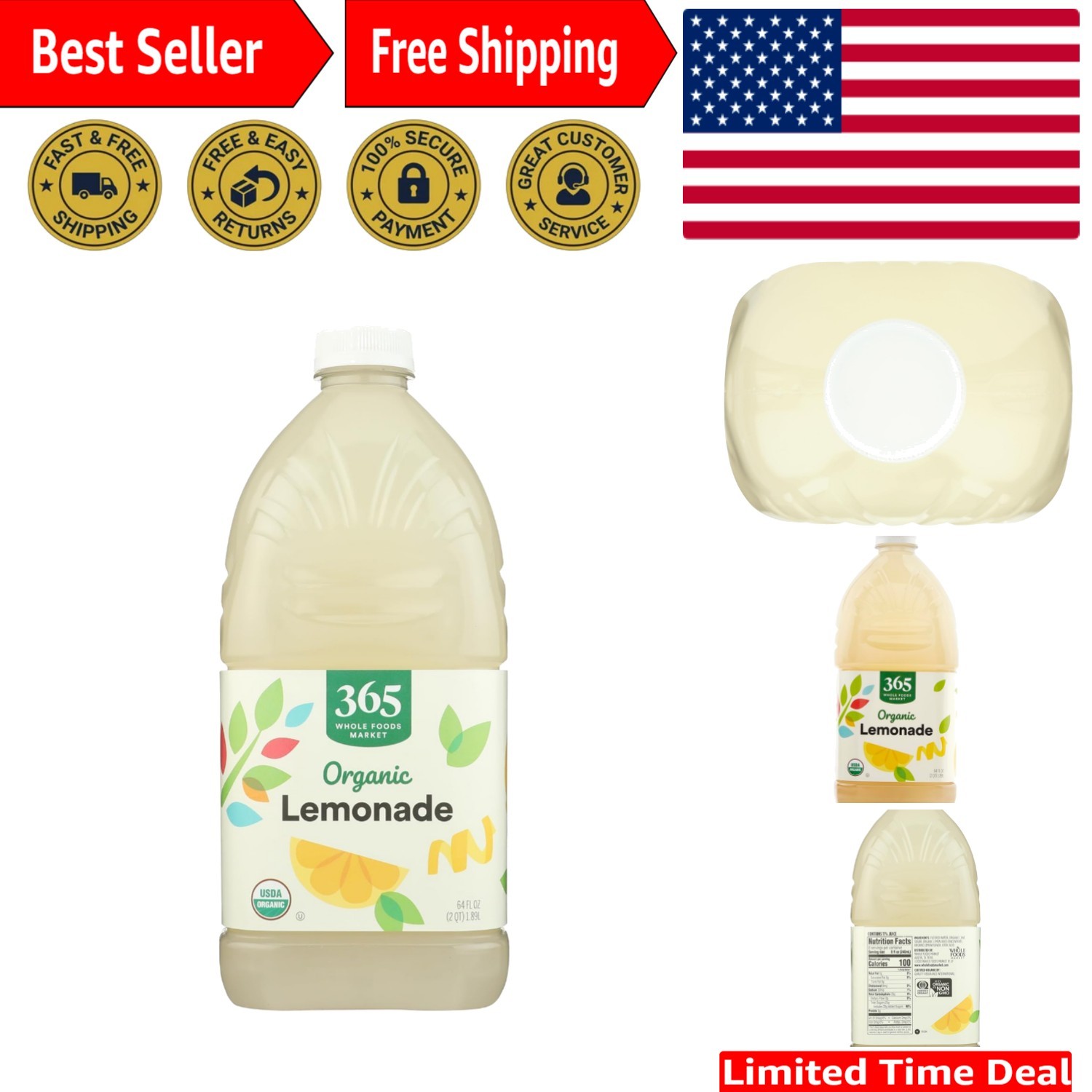 Sustainable Organic Lemonade, 64 Fl Oz – Traditional Recipe Refreshment