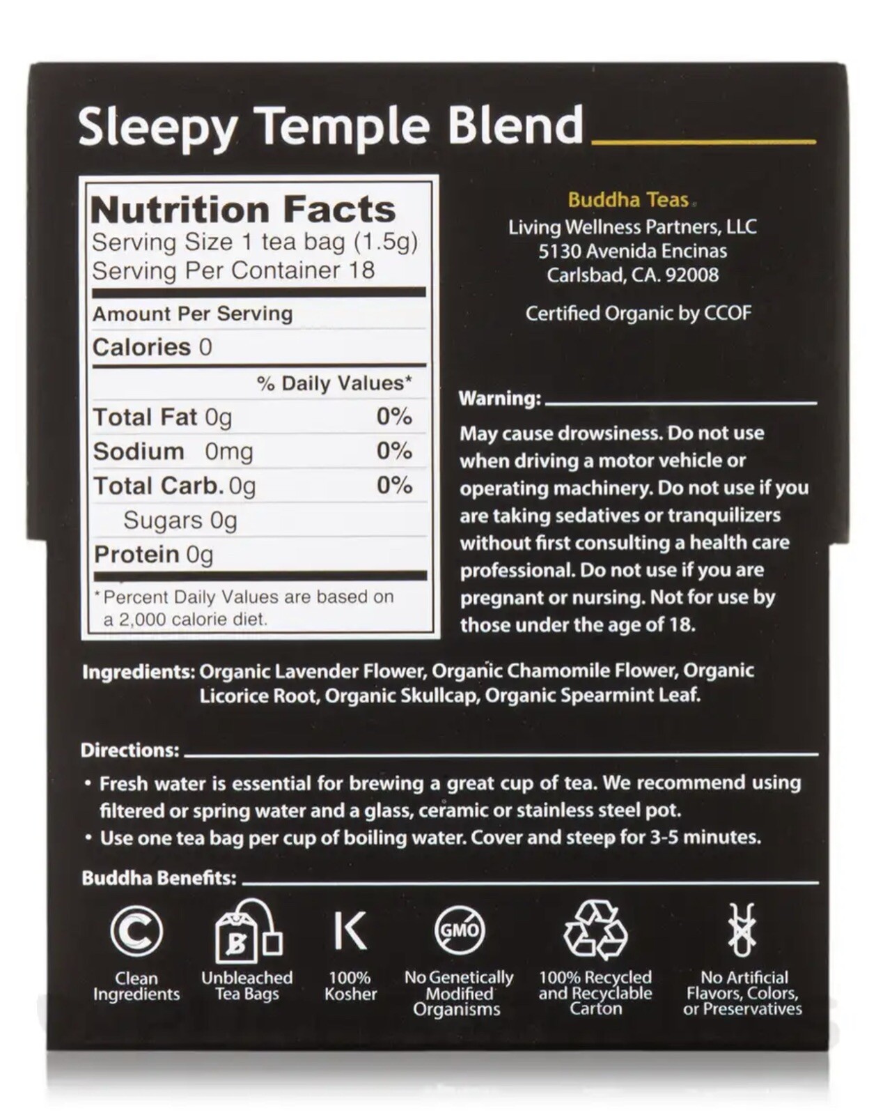 Organic Sleepy Temple Blend – OU Kosher, USDA Organic, CCOF Organic, 18 Bleac…