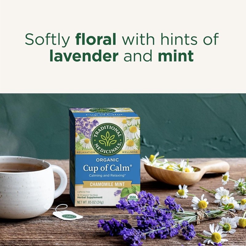 Organic Herbal Tea Stress Relief Chamomile Lavender Mint Caffeine Free 96 Bags