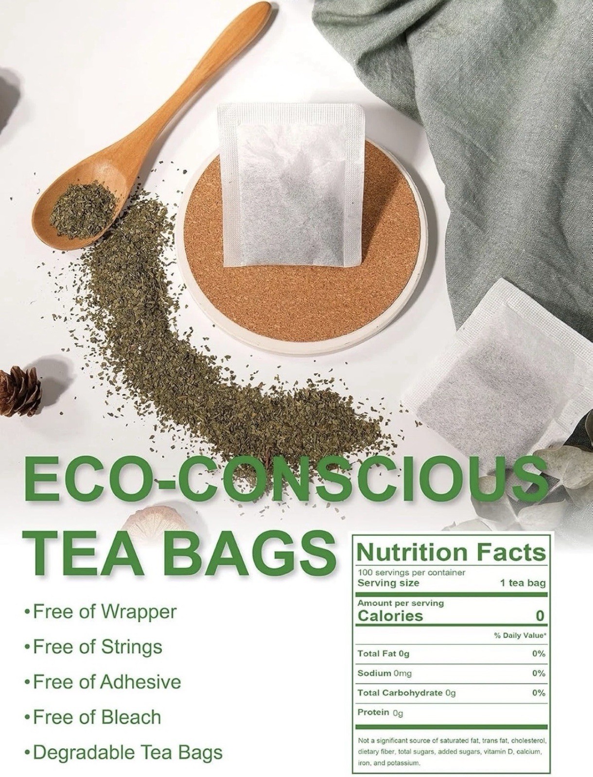 NEW Sencha Green Tea Bags – Refreshing 100 Count Caffeinated TeeLux Exp 12/2028