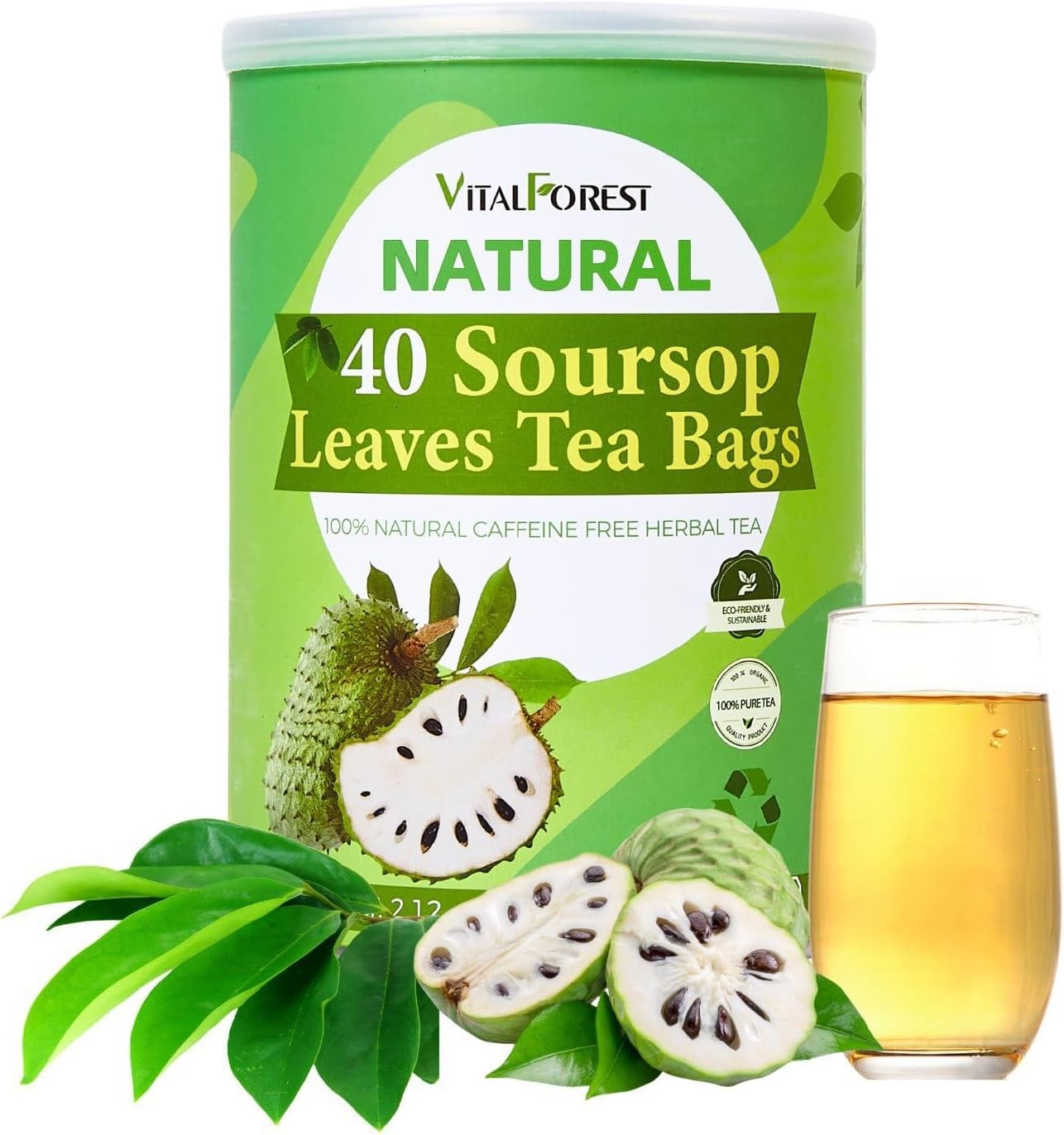 40 Dried Soursop Leaves Tea Bags, Soursop Graviola Leaves Tea, Sour Sop Leaves