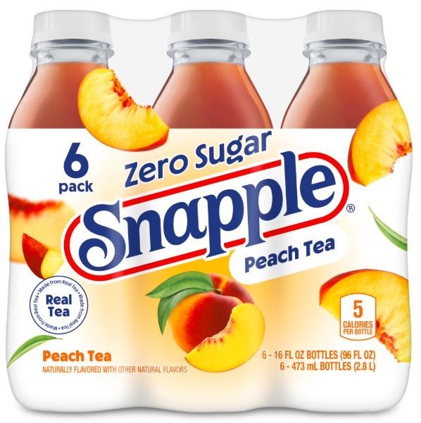 Snapple Zero Sugar Peach Tea, 16 fl oz Recycled Plastic Bottle (Pack of 6) x 2