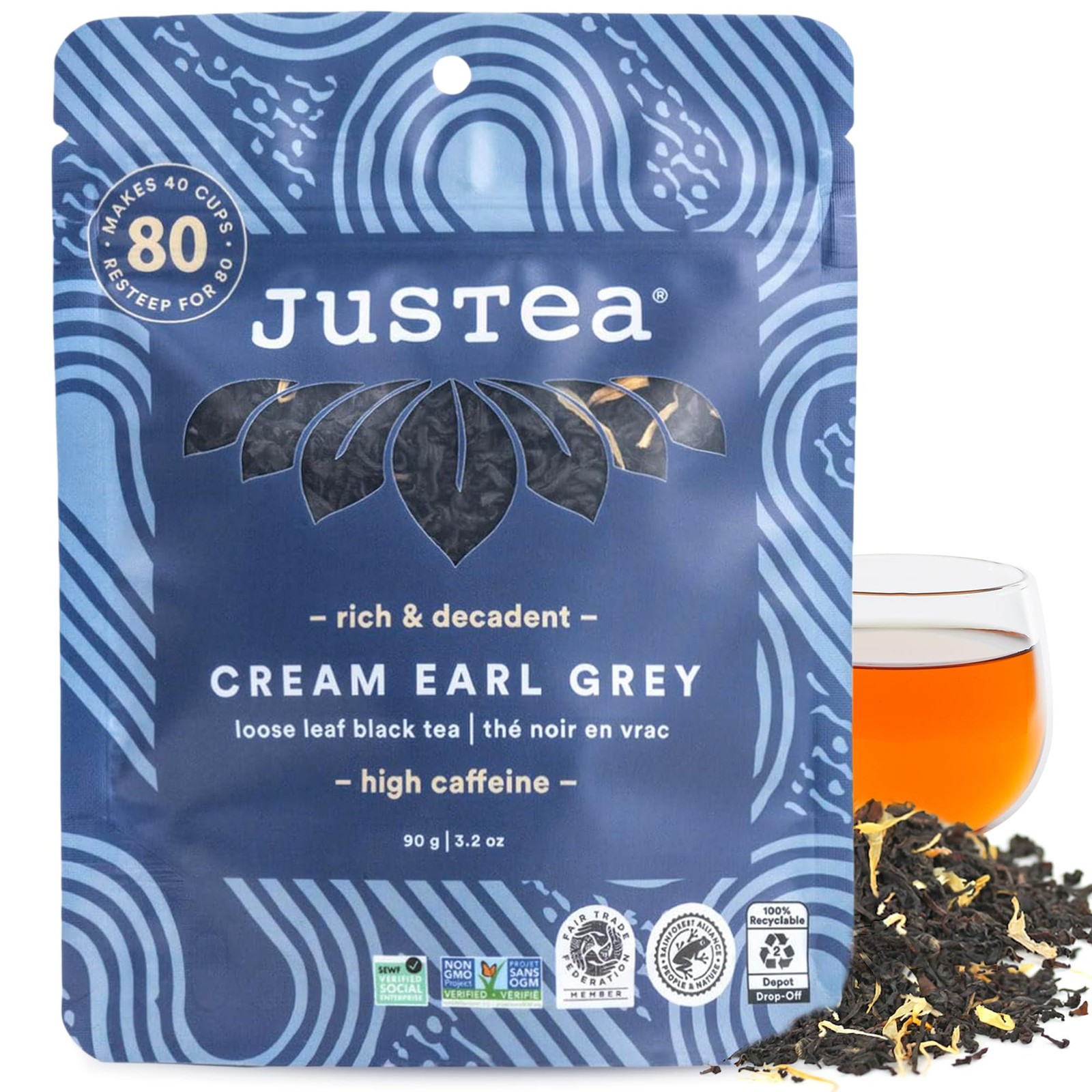 CREAM EARL GREY | Loose Leaf Black Tea | Recyclable Refill Pouch | 40+ Cups 3…