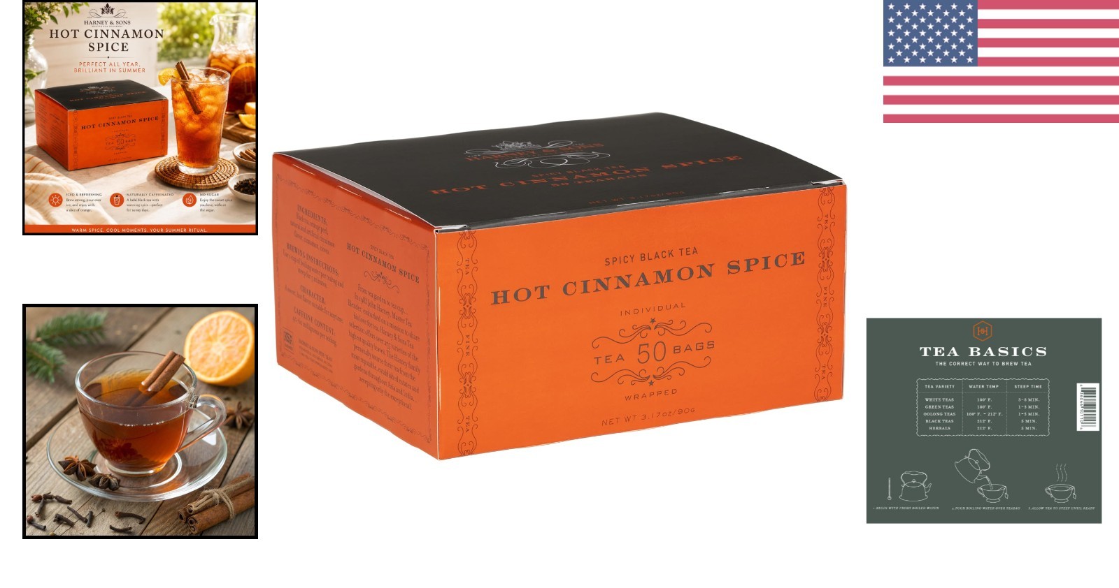 Aromatic Harney and Sons 50-Count Hot Cinnamon Spice Tea with Orange & Cloves