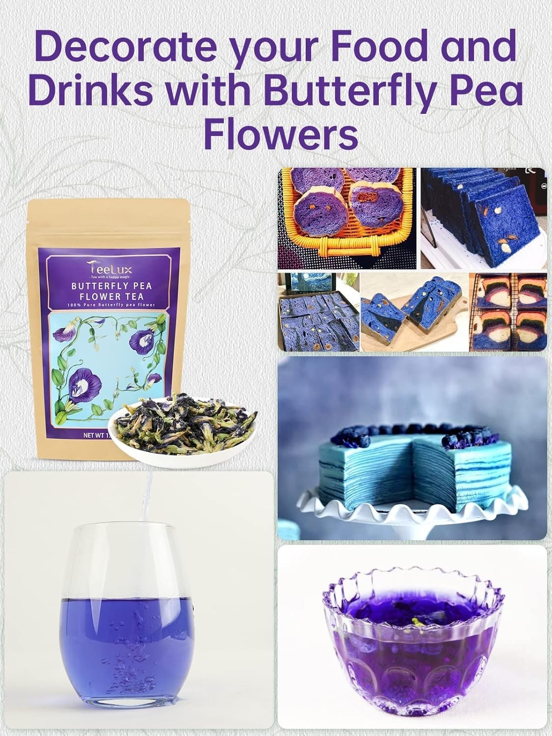 1.76 Oz Butterfly Pea Flower Tea – Natural & Versatile Food Colorant