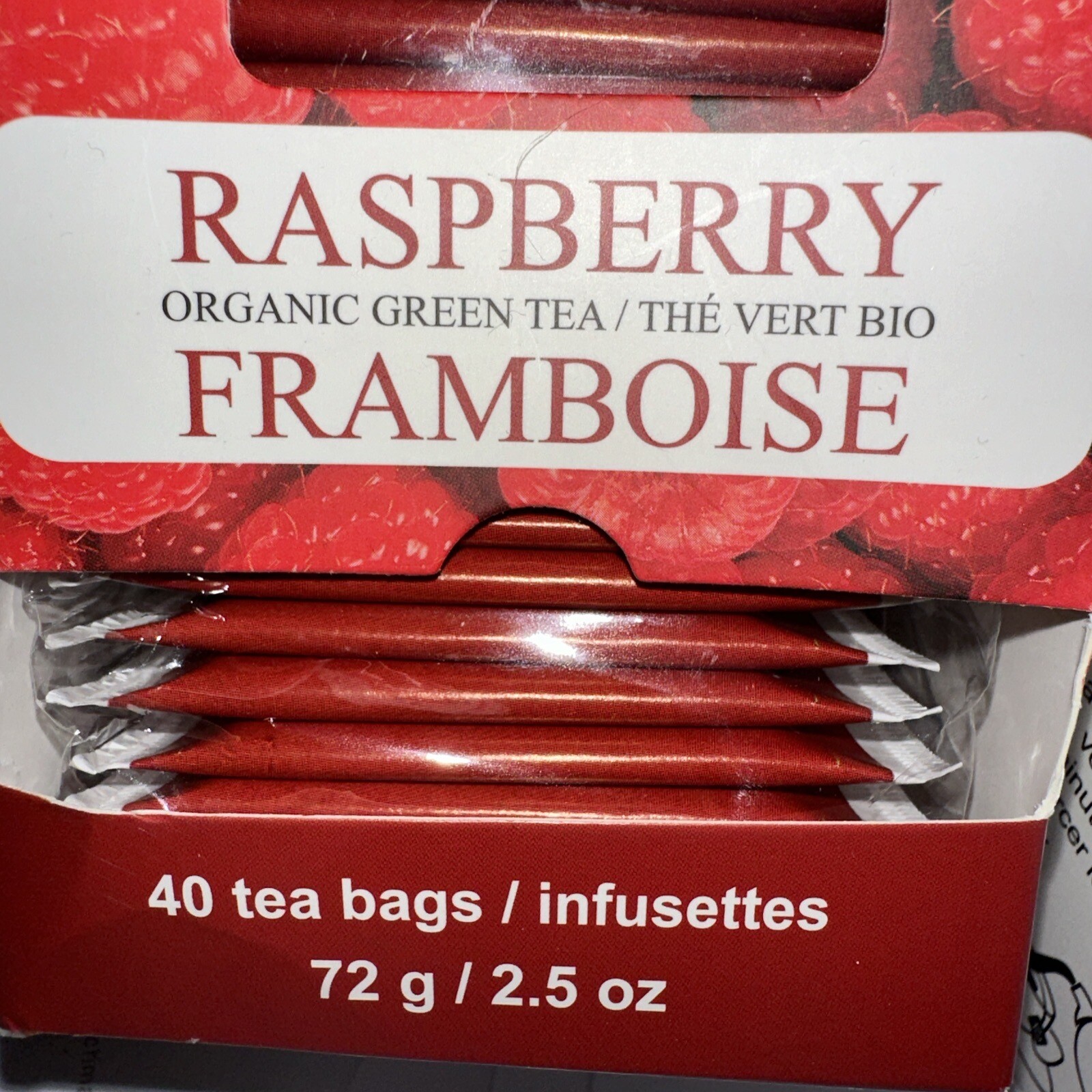 TOUCH ORGANIC 💜 RASPBERRY ORGANIC GREEN TEA 2 Boxes= 80 Tea Bags BB: 05/2026