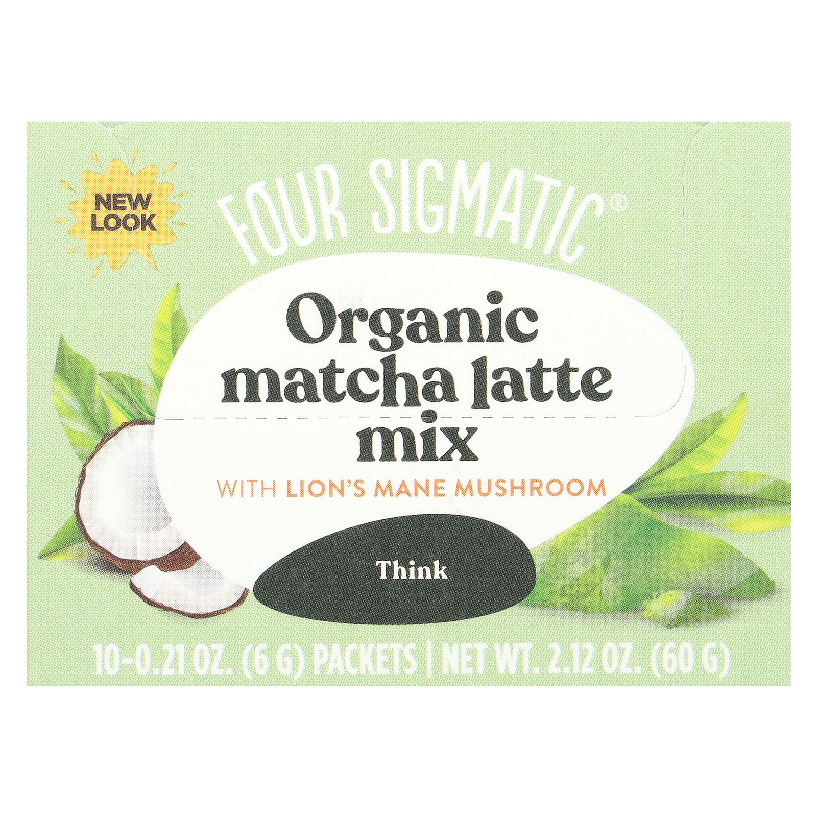 Think, Organic Matcha Latte Mix with Lion’s Mane Mushrooms, 10 Packets, 0.21 oz