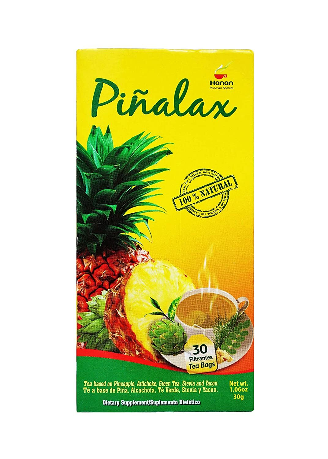 PINALAX Herbal Tea | 100% Natural Pineapple Blend | 30 Tea Bags | Naturally Aids