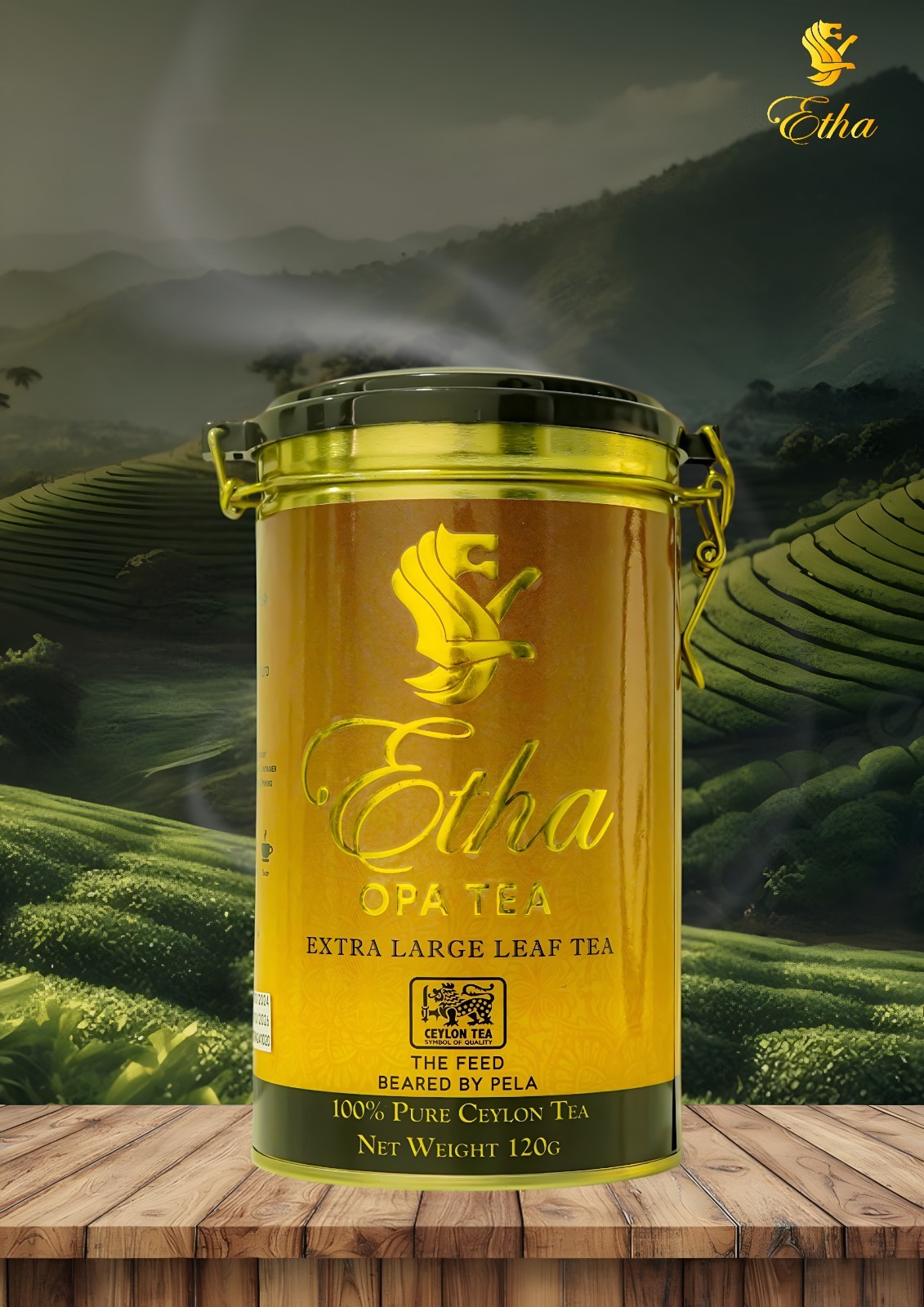 Etha Pure Ceylon Black Tea Tin 120g Premium Ceylon Golden Leaves | OPA Grade Tea