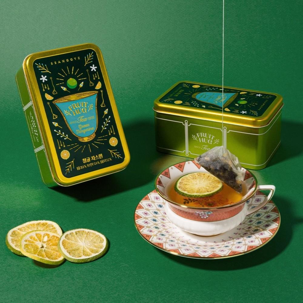 Ssanggye Korean Fruit Hug Tea Tin w/ Dried Fruit Chips Premium 6 Bags