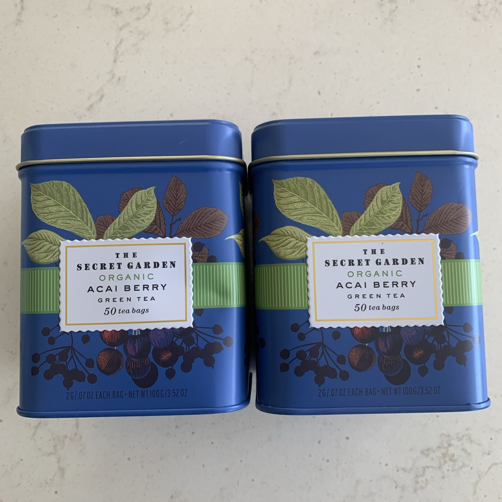 THE SECRET GARDEN 🫖 AÇAÍ BERRY 🫖 ORGANIC GREEN TEA 100 tea bags = 2 tins