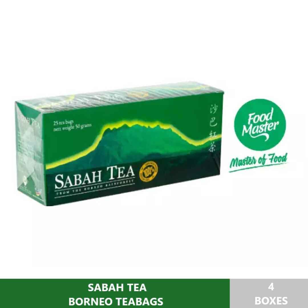 4 Boxes (100 TEABAGS) SABAH TEA BORNEO TEABAGS Halal Certifed