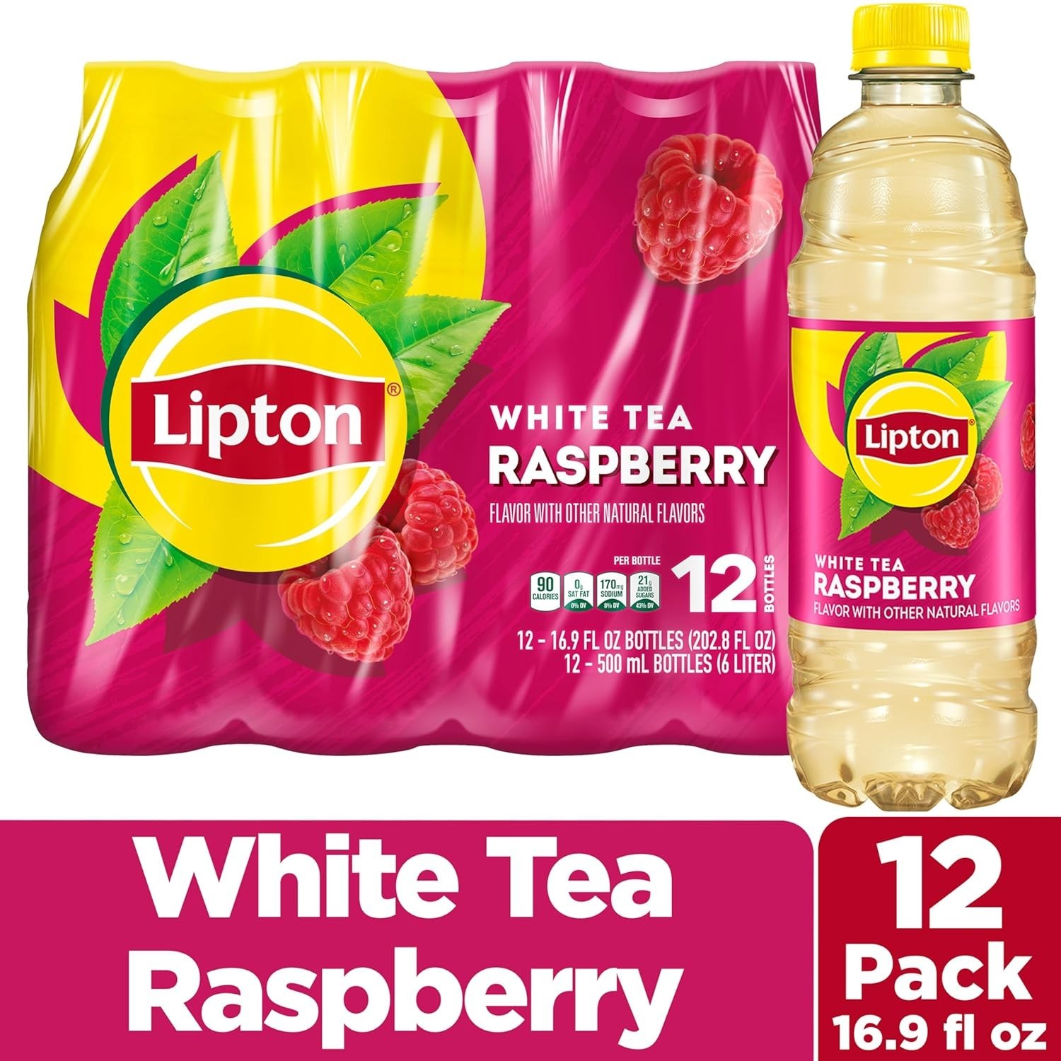 12 Bottles of Raspberry White Iced Tea – Natural, Refreshing, and Allergen-Free