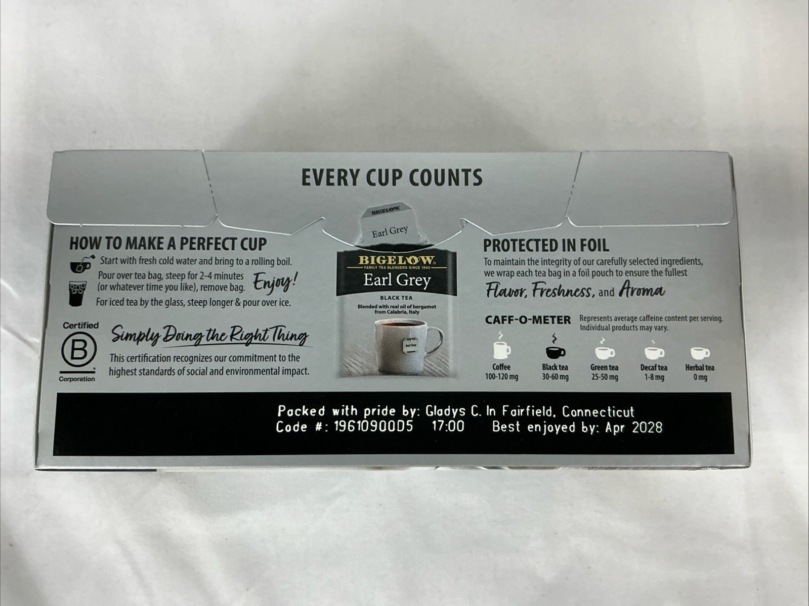 6 Boxes Bigelow Earl Grey Black Tea, 28 Bags Per Box (168 Bags Total) 1.66 Oz