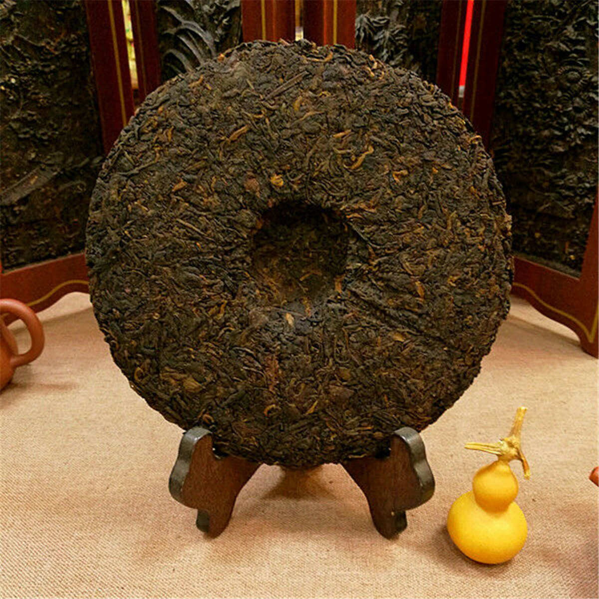 【Limited Edition】357g Old Tree Ripe Pu-erh Tea Cake Yunnan Organic Cooked Puer