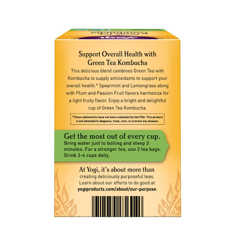 Yogi Tea Green Tea Kombucha, Contains-Caffeine Green Tea Bags, 16 Count x 2 Pack