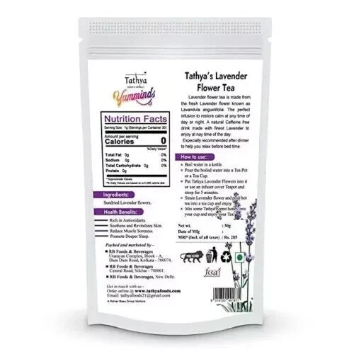 Tathya Foods & Herbals Teabags | Vegetarian Lavender30g