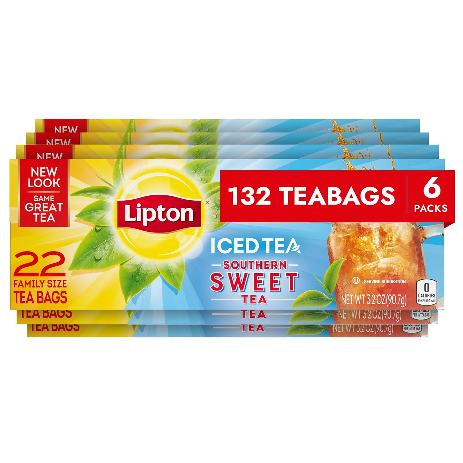 Southern Sweet Iced Tea Bags, Family Size Tea Bags, 132 Total Tea Bags (22Ct – P