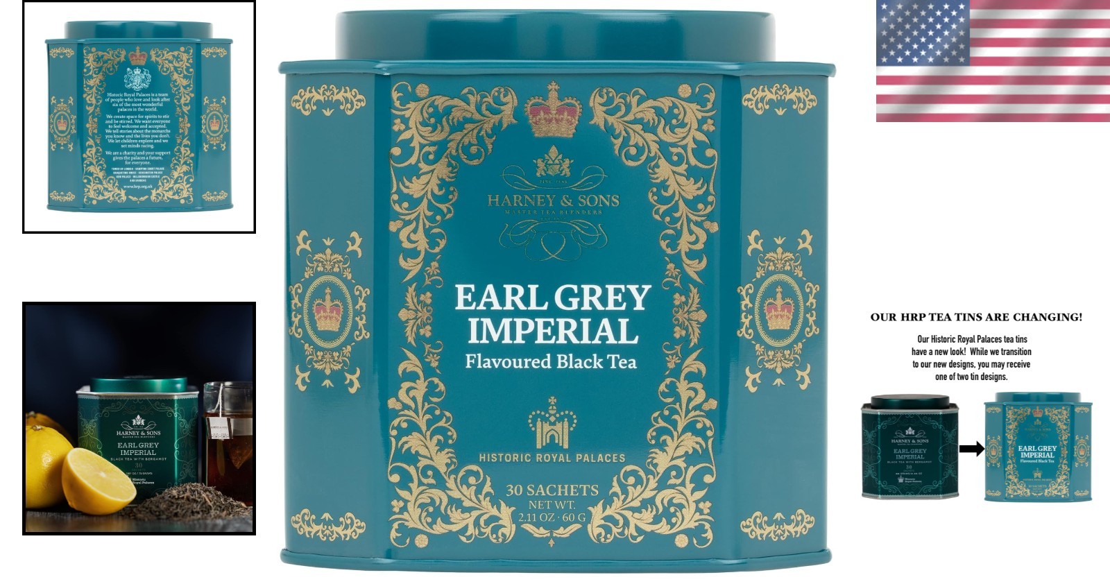 Elegant Earl Grey Imperial Tea – 30 Sachets in Historic Royal Palaces Tin