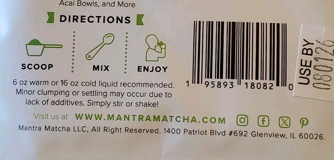Mantra Matcha 2.3 Oz. Super Premium Ceremonial Matcha Powder Exp. 8/1/26 Organic