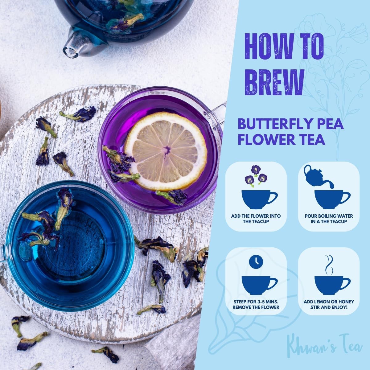 Organic Butterfly Pea Flower Tea – 3.5 oz Family Pouch