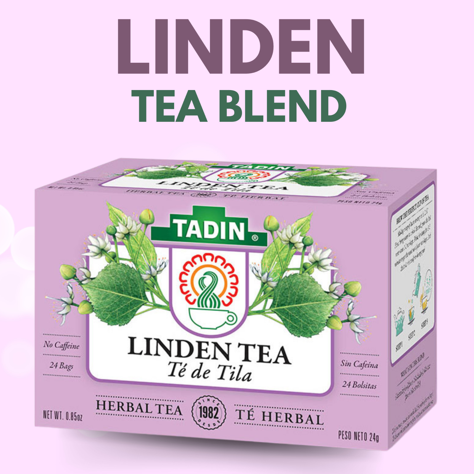 Tadin Herbal Linden Tea. Relaxation Aid. Helps against Colds. 24 Bags. 0.85 oz
