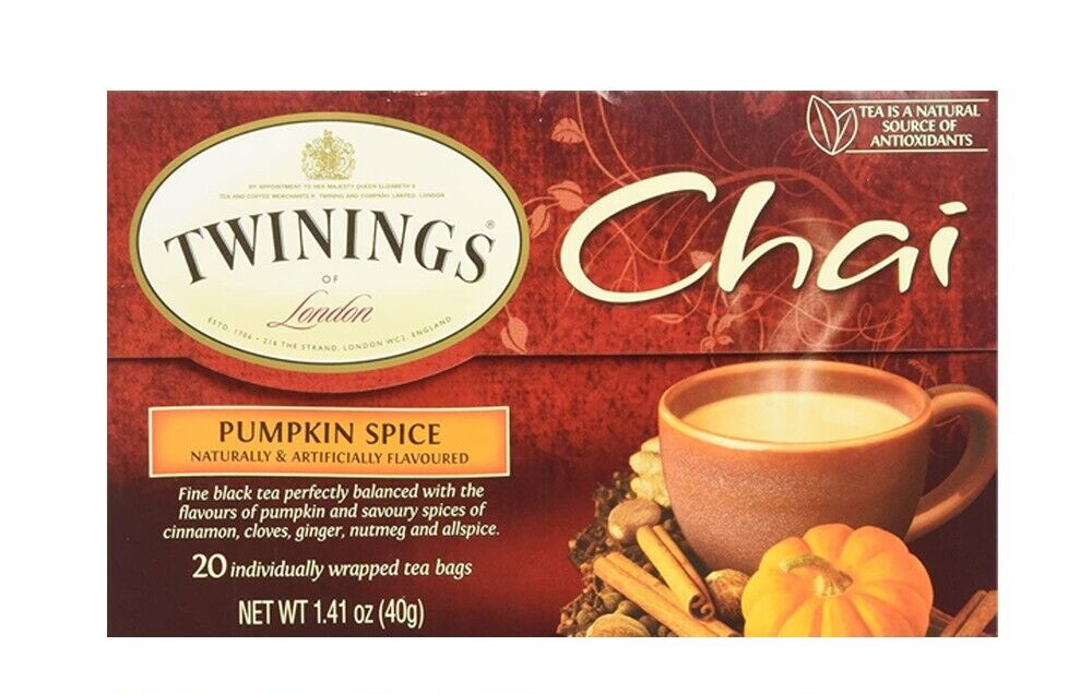 Lot 2 NIB Twinings of London Pumpkin Spice Chai Tea Brew 40Bag New Year 0723