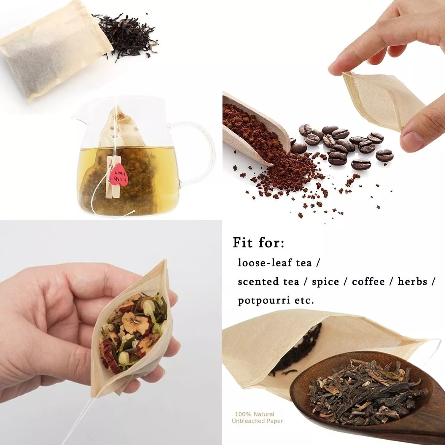 NEPAK 600 Pcs Disposable Tea Filter Bags for Loose Tea Drawstring Empty Tea Bags