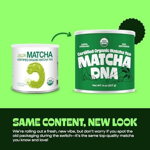 MATCHA DNA Certified Organic Matcha Green Tea Powder 8 oz TIN CAN
