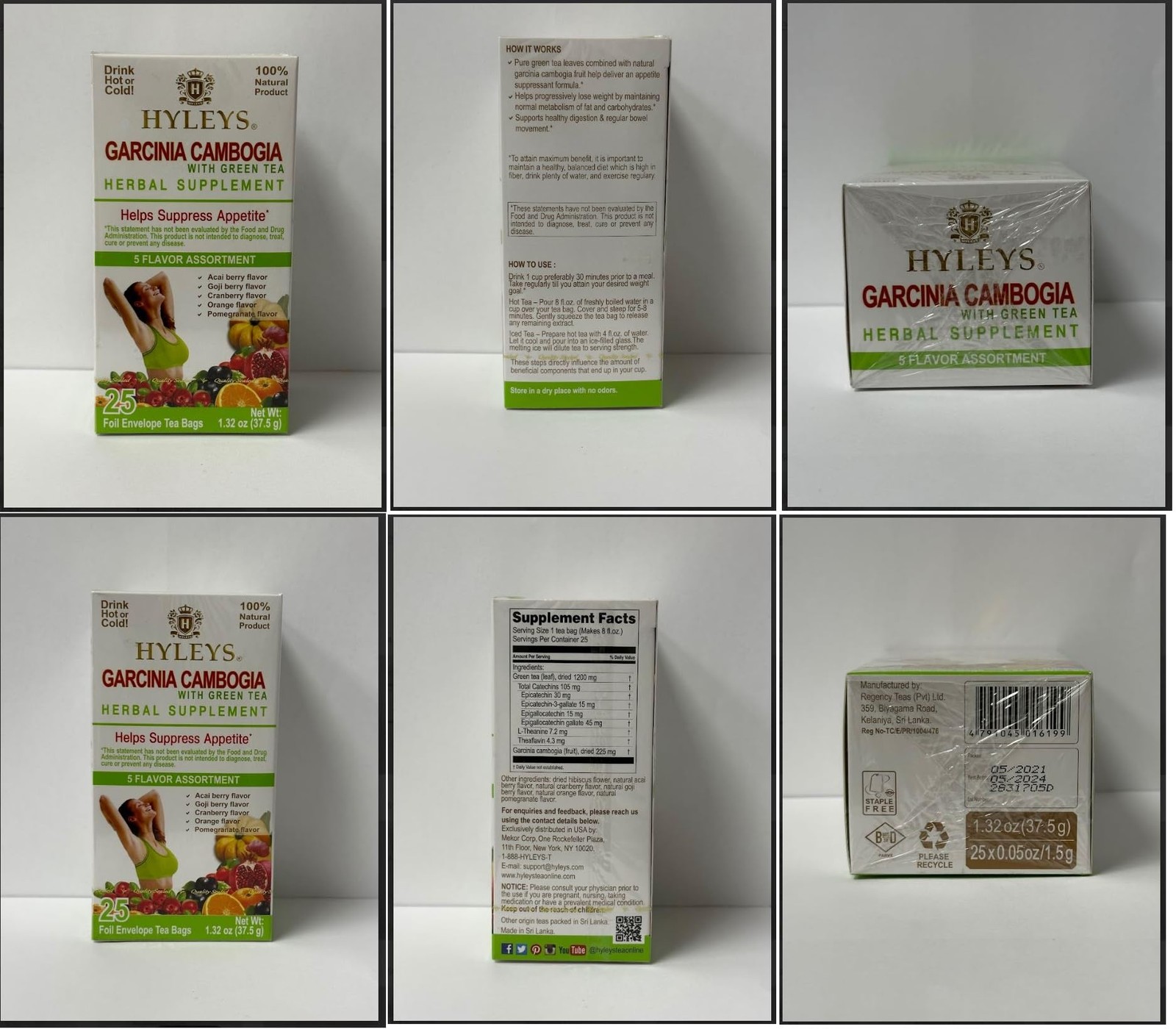Tea Garcinia Cambogia Green Tea 5 Flavors Assortment – 25 Tea Bags