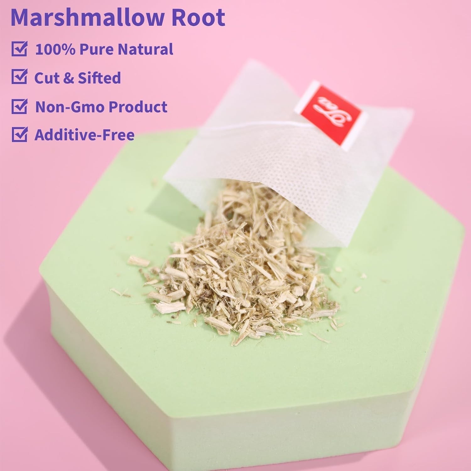 Marshmallow Root Tea Bags – 40 Count | Caffeine-Free Herbal Remedy