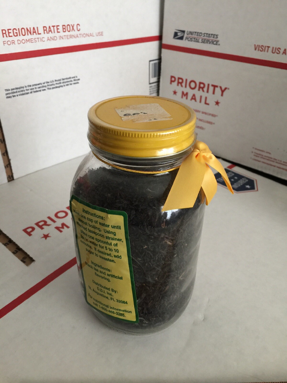 ❤️Botanical Herbal FRUITY TEA With PEACH LOOSE BLACK TEA GLASS JAR 8OZ