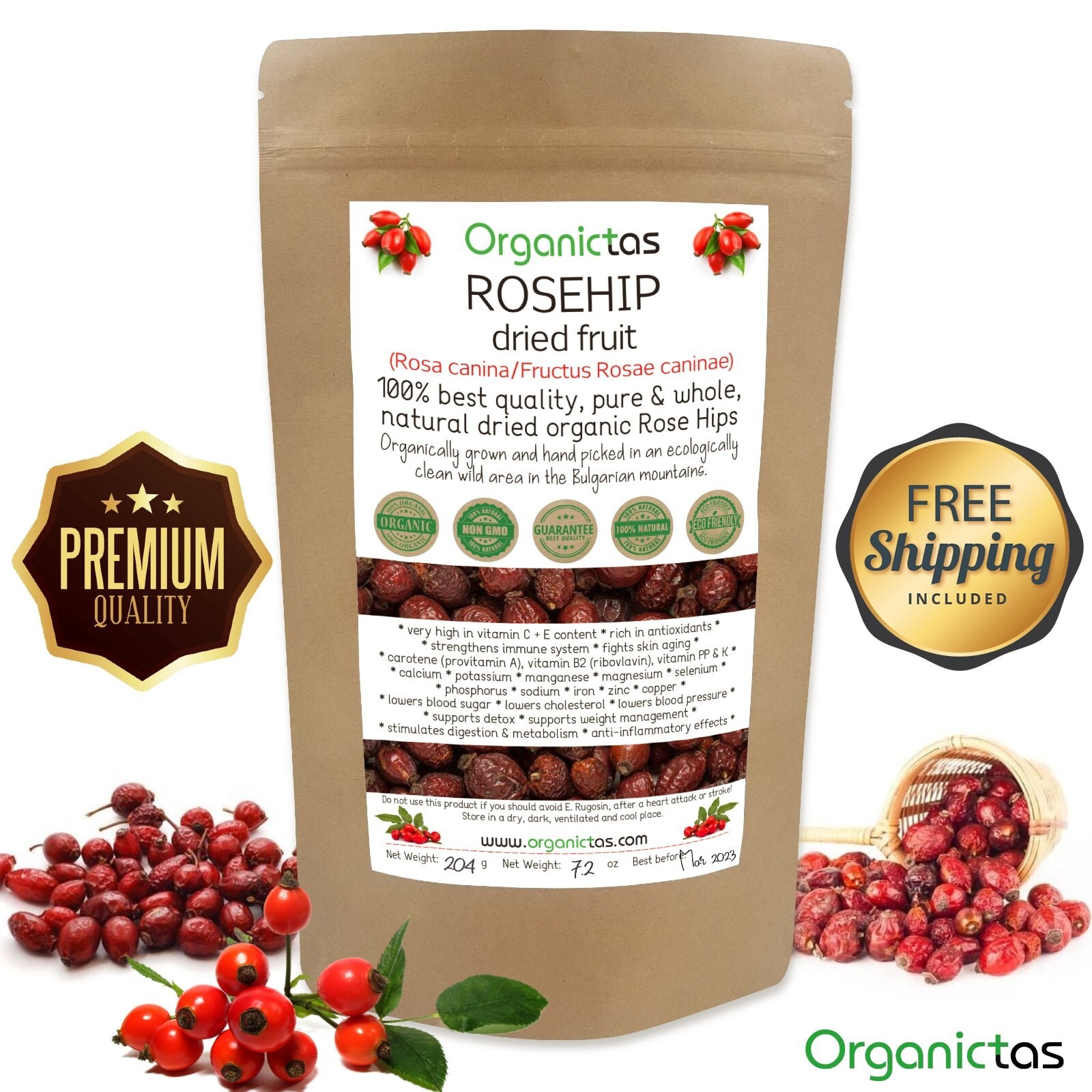 ROSEHIPS TEA Organic Rosehip Tea Best Premium Quality Dried Rose Hip 100g/3.56oz