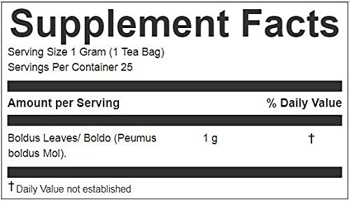 Hanan Peruvian Secrets Boldo Herbal Tea | 100% Natural Boldus | 25 Tea Bags | Na