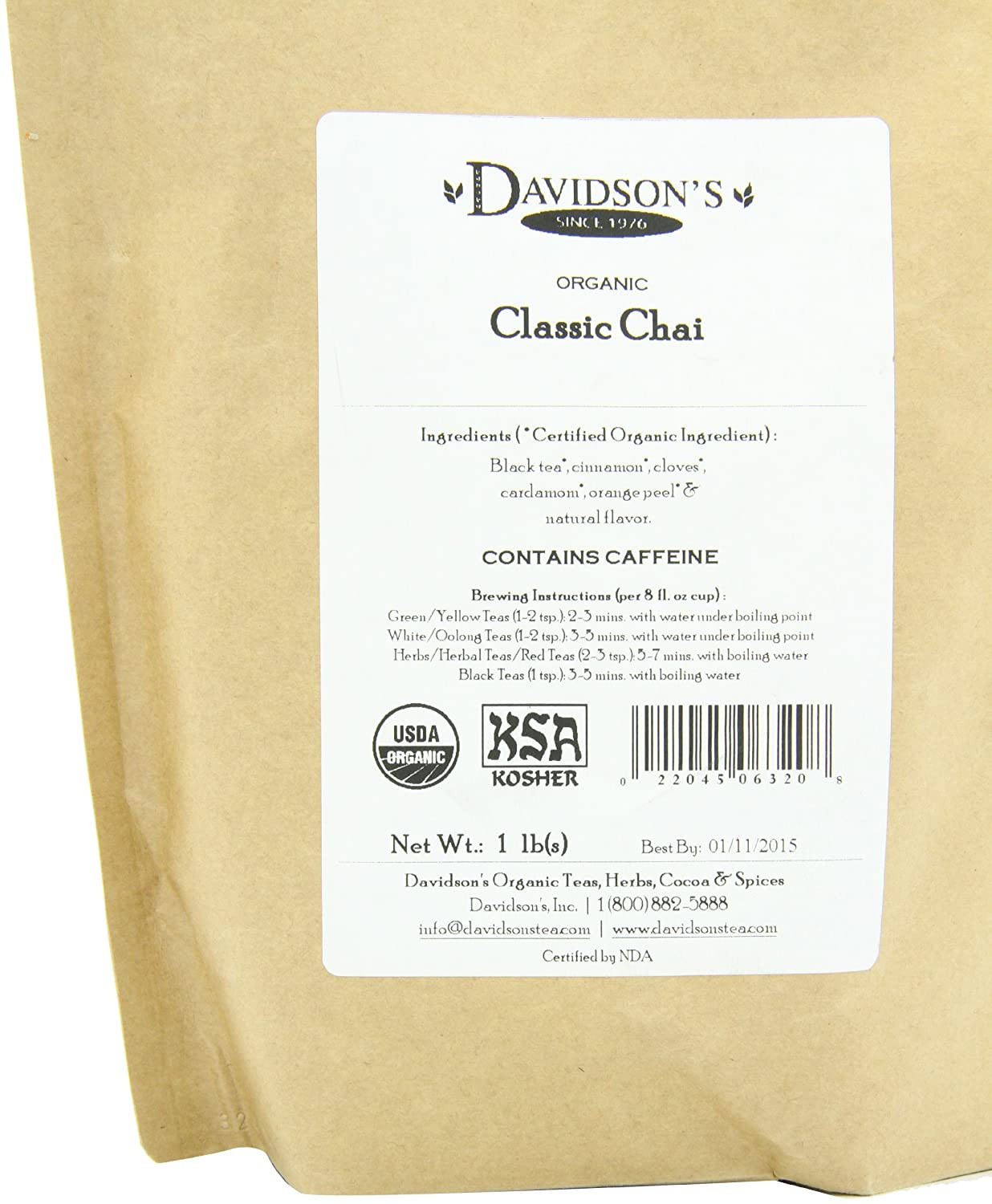 Davidson’s Organics, Irish Breakfast, Loose Leaf Tea, 16-Ounce Bag