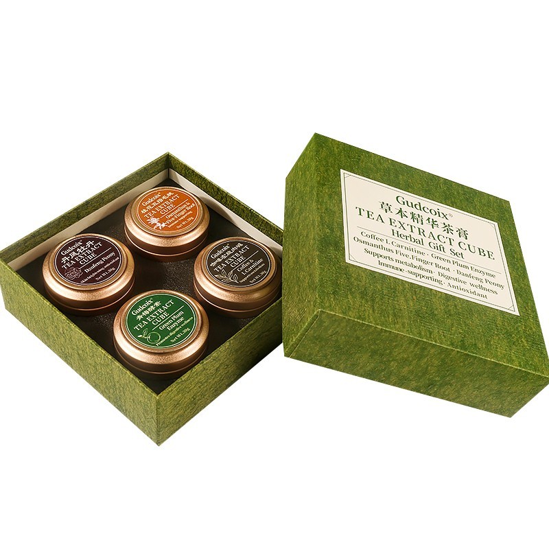 Herbal Tea Extract Cube Gift Set 4 Flavors Concentrated Tea Cubes Premium Box