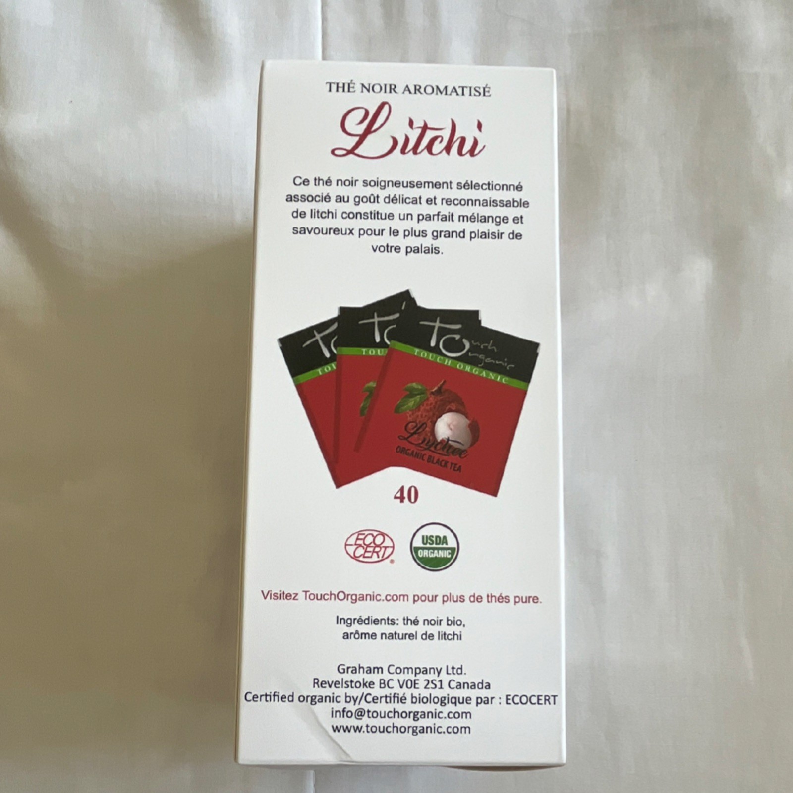 Touch Organic Lychee Organic Black Tea & Infusion 40 Bagged Servings 72g