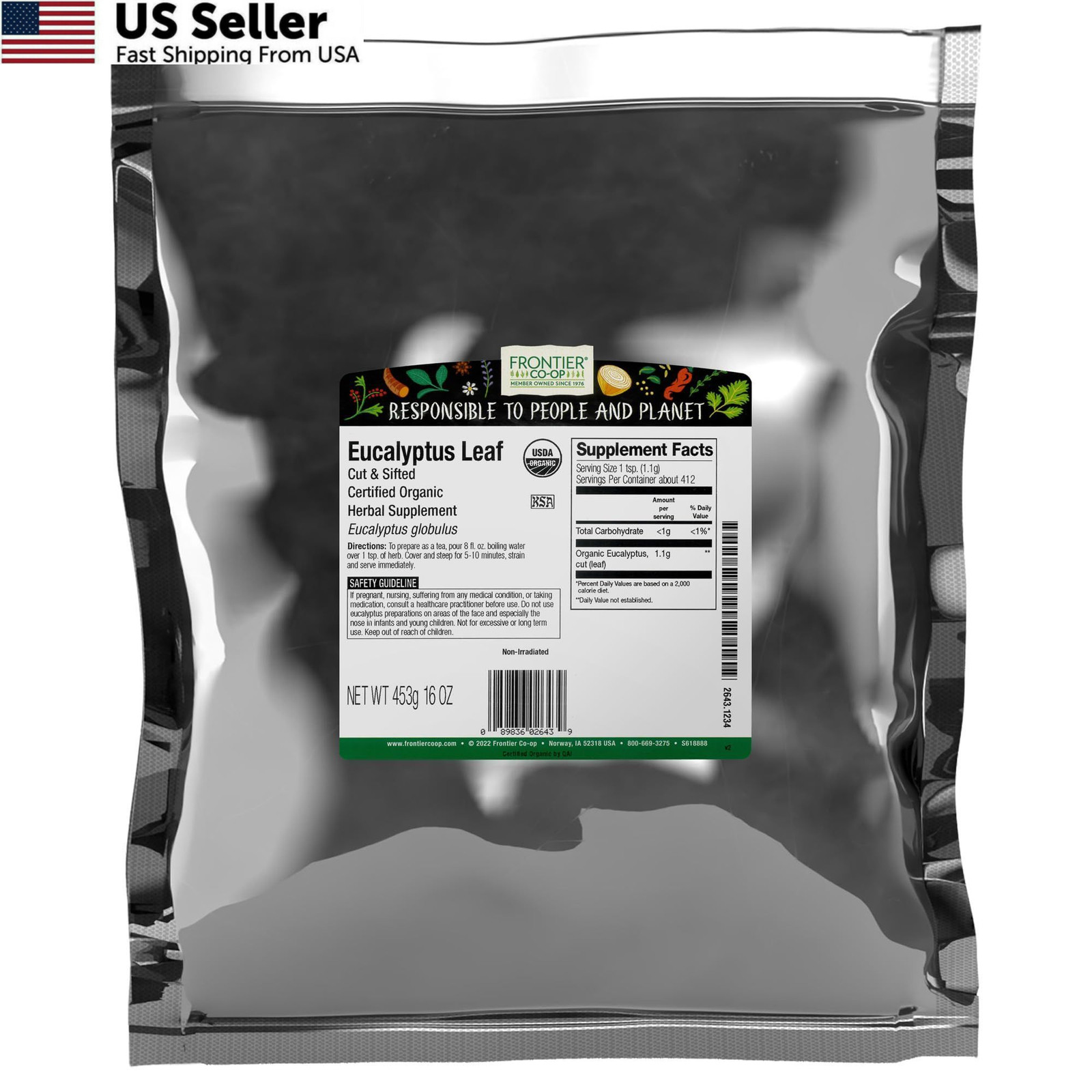 Frontier Eucalyptus Leaf Cut/Sifted Certified Organic, 16 1 Pound (Pack of 1)