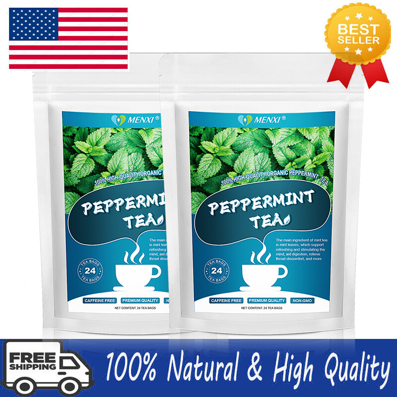 Pure Peppermint Natural Herbal Tea Individually Wrapped Bags, 48 Bags US