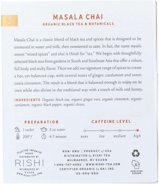 Rishi Tea Masala Chai Tea – 15 sachets (Pack of 3)