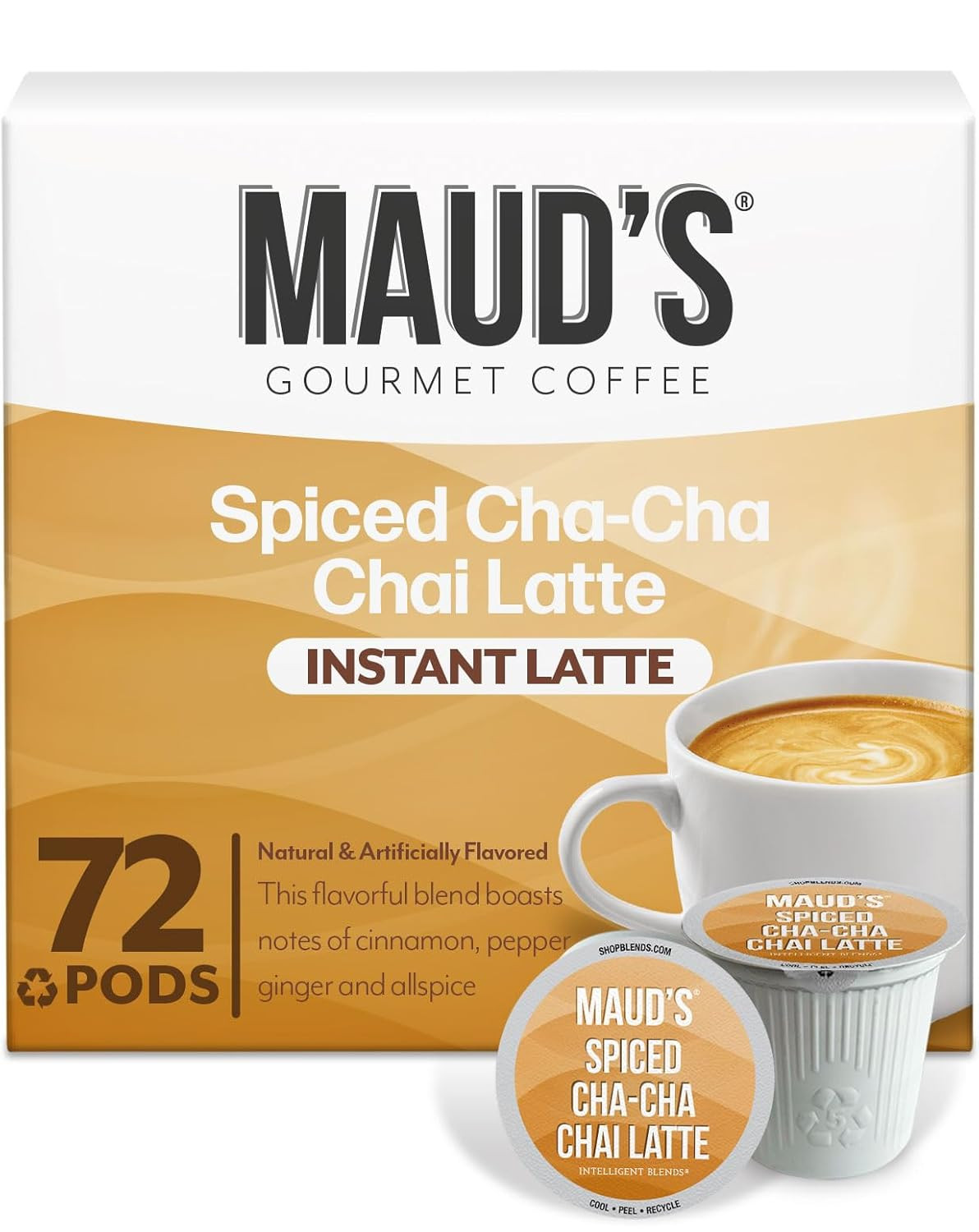 Chai Tea Latte Pods, 72 Ct, Recyclable Single Serve Tea Pods – 100% Gourmet Blen