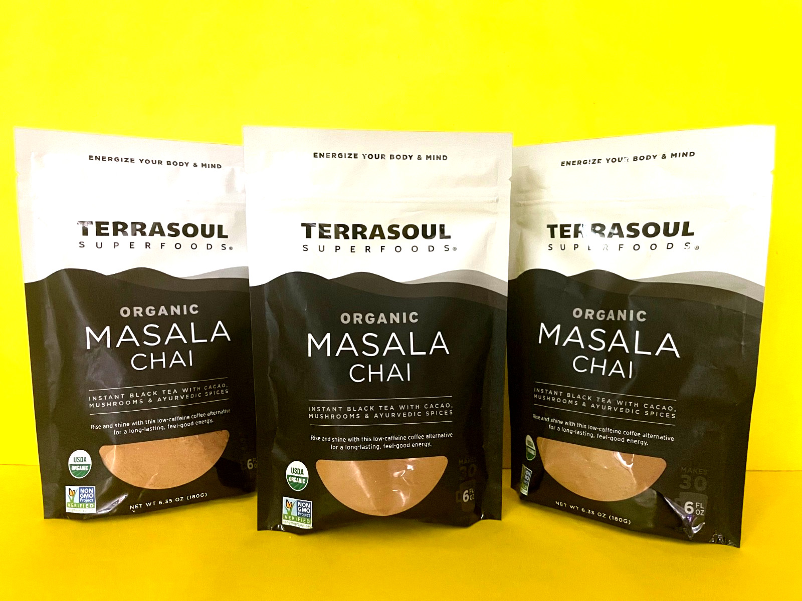 X3) TERRASOUL SUPERFOODS Organic MARSALA CHAI BLACK TEA Instant 6 OZ 30 SERVINGS