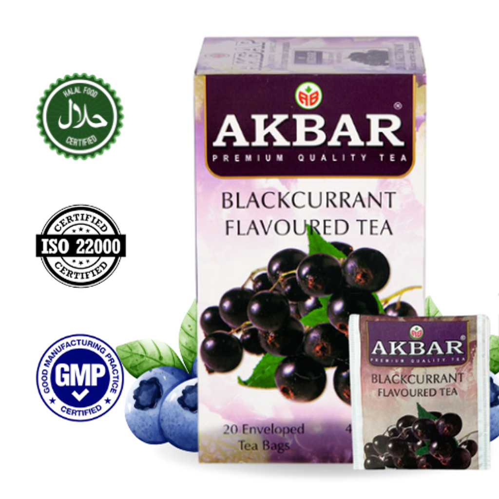 4 PACK Akbar Herbal Tea BLACK CURRANT x 20 Tea Bags Made in Sri Lanka