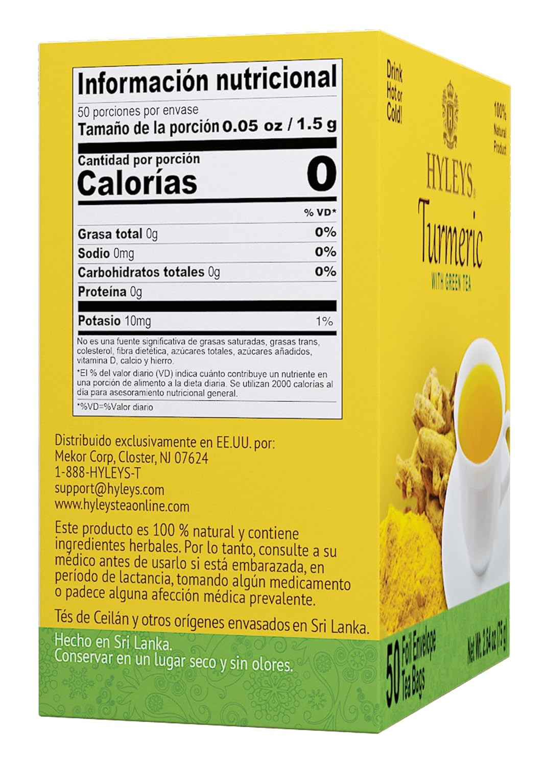 Turmeric Green Tea – Green Tea with Turmeric Root – Herbal Tea Bags – 50 Individ