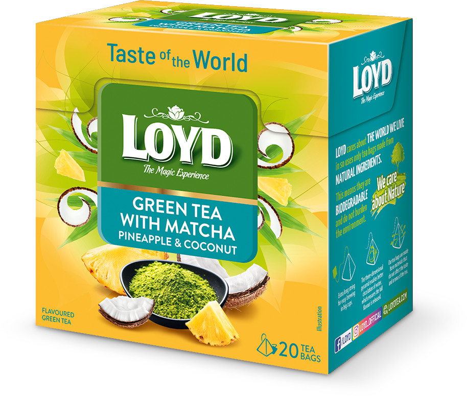 4 LOYD Green Tea With Matcha Pineapple & Coconut Flavor Boxes 30g 1.05oz